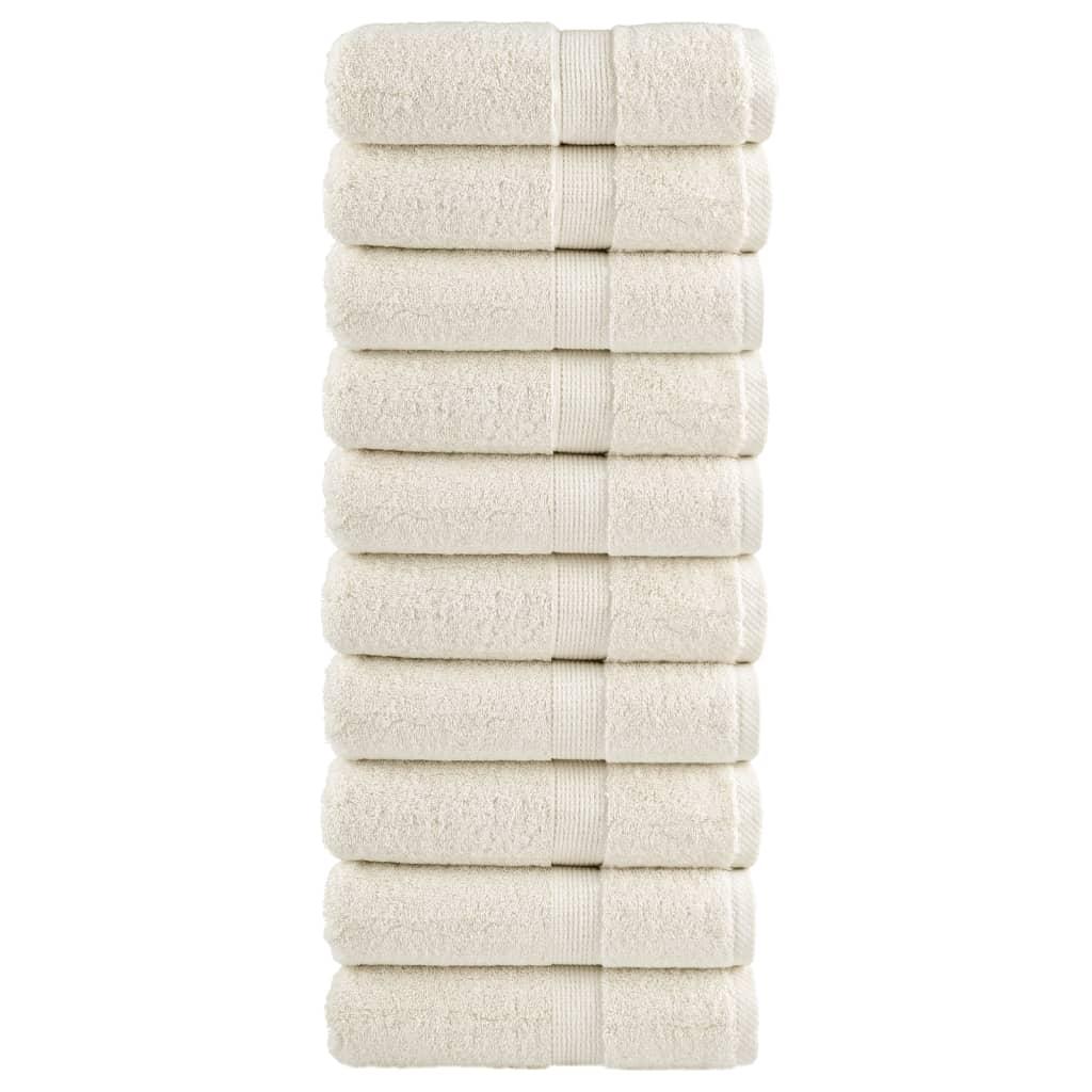 Håndklæder SOLUND 10 stk. Premium 30x30 cm 600 g/m2 cremefarvet