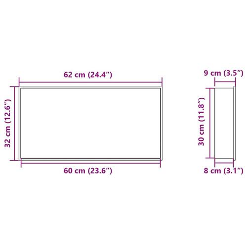 Brusehylde 62x32x9 cm rustfrit stil matsort