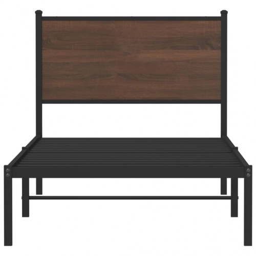 Sengeramme 90 x 190 cm i metal - brun egetræ