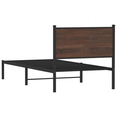 Sengeramme 90 x 190 cm i metal - brun egetræ