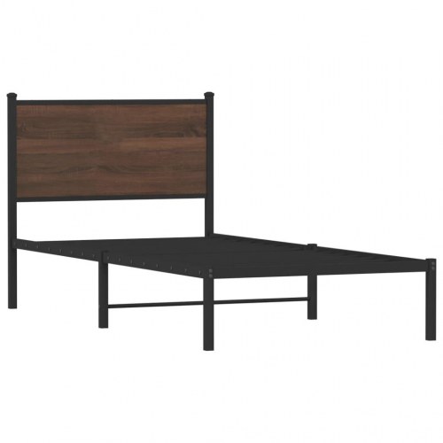 Sengeramme 75 x 190 cm med sengegavl uden madras - brun egetræ