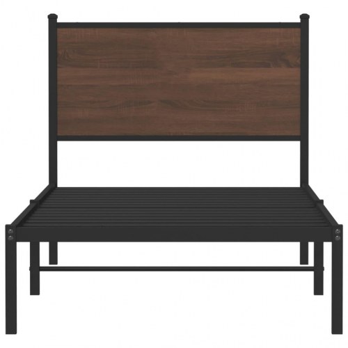 Sengeramme 75 x 190 cm med sengegavl uden madras - brun egetræ