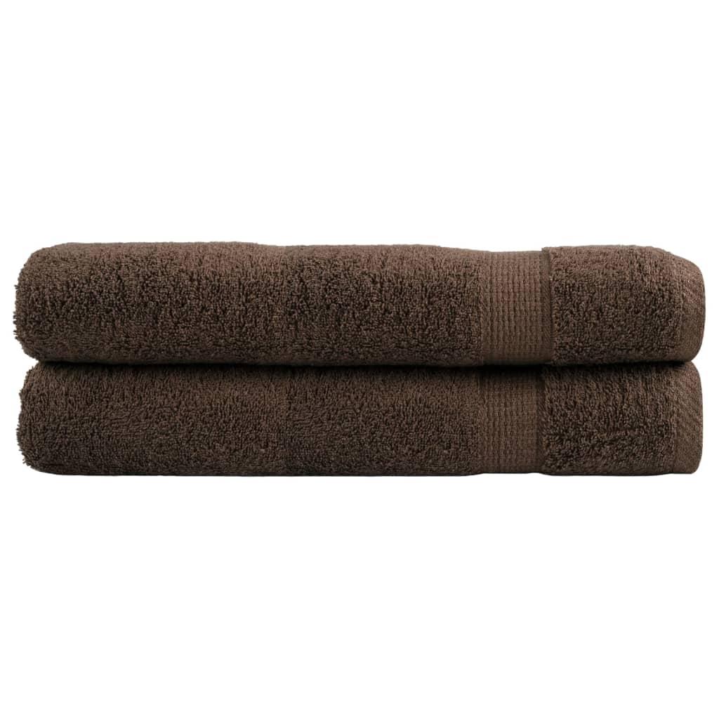 vidaXL Premium saunahåndklæder SOLUND 2 stk. brun 80x200 cm 600 gsm