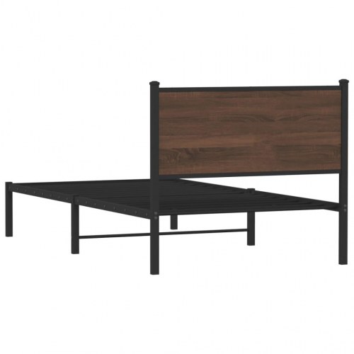 Sengeramme 100 x 200 cm i metal - brun egetræsfarve