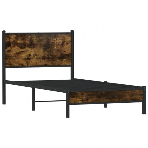 Sengeramme i metal 90x200 cm - røget egetræslook