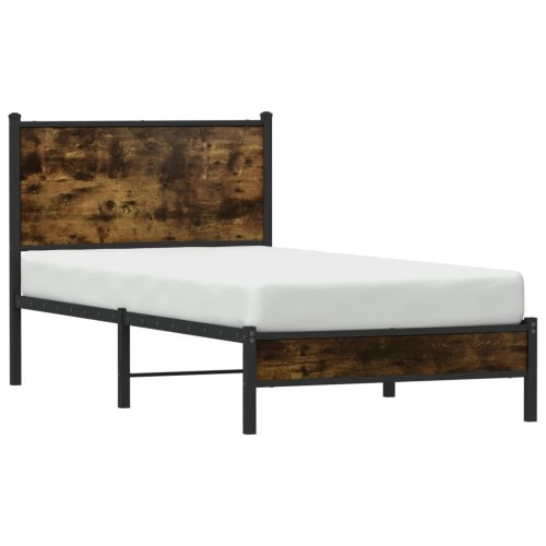 Sengeramme i metal 90x200 cm - røget egetræslook