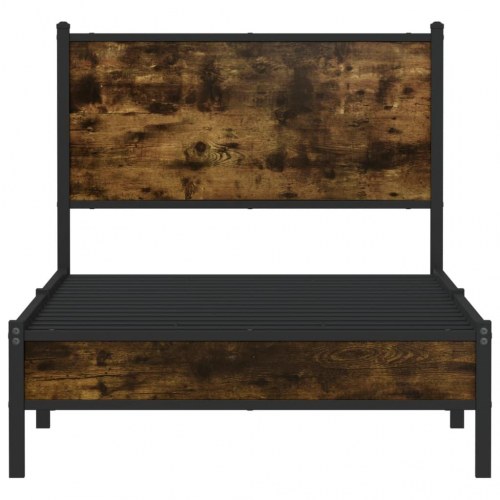 Sengeramme i metal 90x200 cm - røget egetræslook