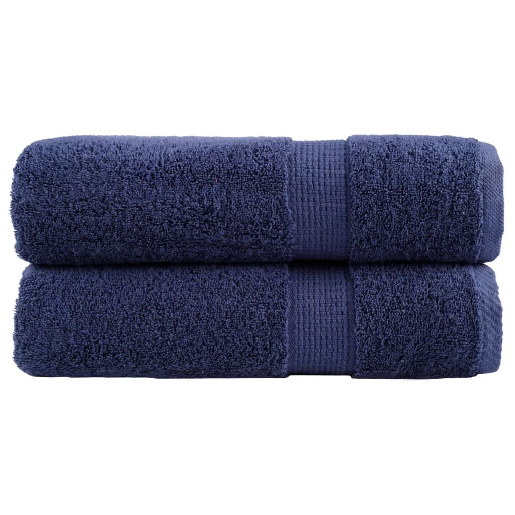 vidaXL Premium badehåndklæder SOLUND 2 stk. marineblå 100x150 cm 600 gsm