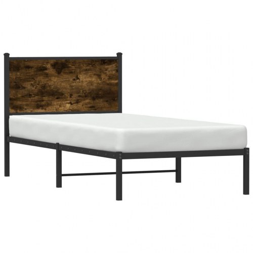 Sengeramme 90x190 cm i metal - røget egetræsfarve