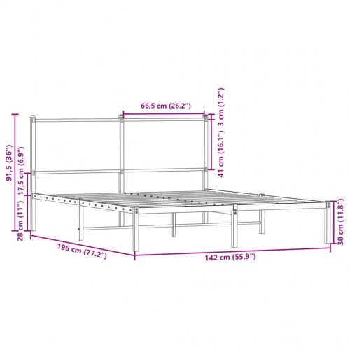 Sengeramme uden madras 137 x 190 cm - sonoma-eg