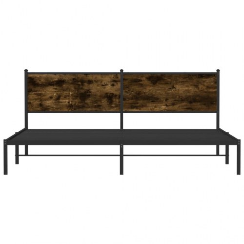 Sengeramme i metal uden madras 193 x 203 cm - røget egetræ