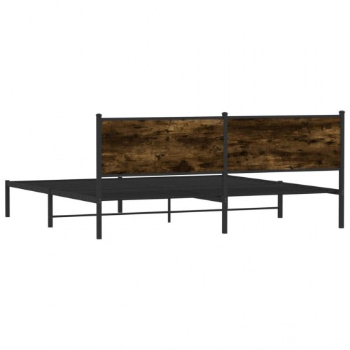 Sengeramme i metal uden madras 193 x 203 cm - røget egetræ
