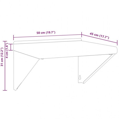Hyldebeslag 4 stk. 23,5 x 2,5 x 15,5 cm - sort