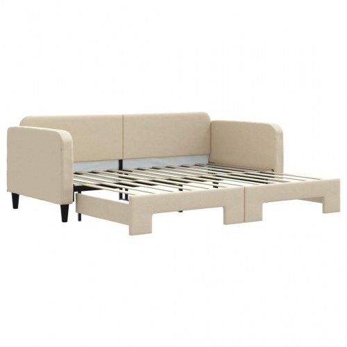 Daybed med udtræk 90x200 cm - stof, cremefarvet