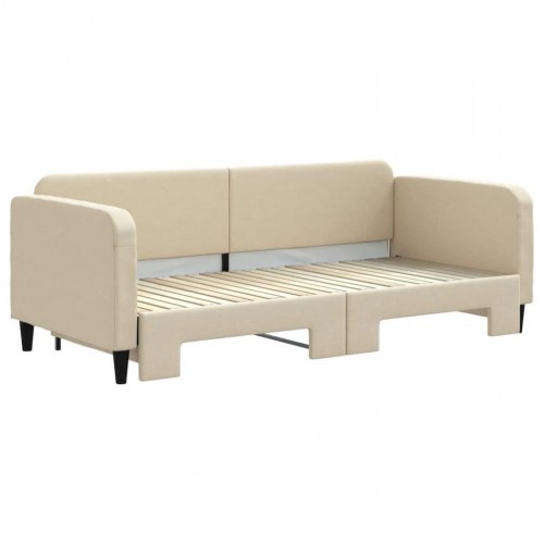 Daybed med udtræk 90x200 cm - stof, cremefarvet