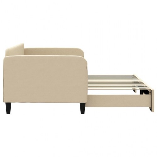 Daybed med udtræk 90x200 cm - stof, cremefarvet