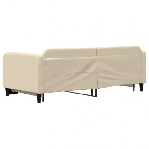 Daybed med udtræk 90x200 cm - stof, cremefarvet