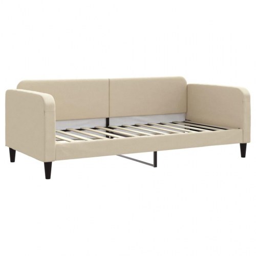 Daybed med udtræk 90x200 cm - stof, cremefarvet