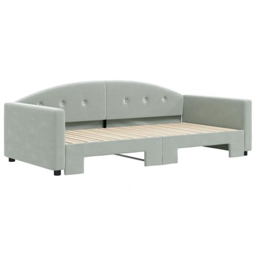 Daybed med udtræk 100 x 200 cm i velour - lysegrå