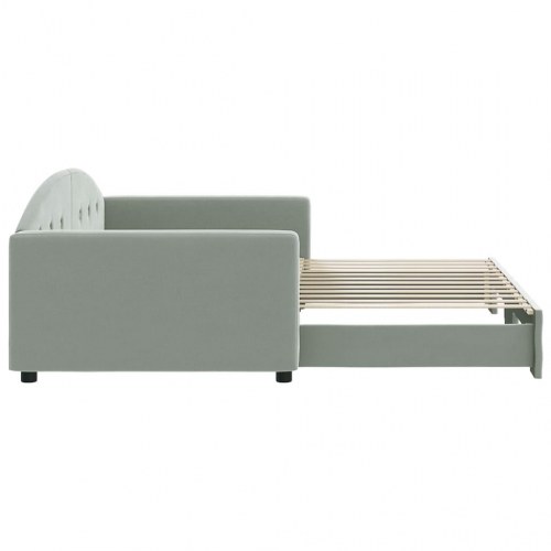Daybed med udtræk 100 x 200 cm i velour - lysegrå