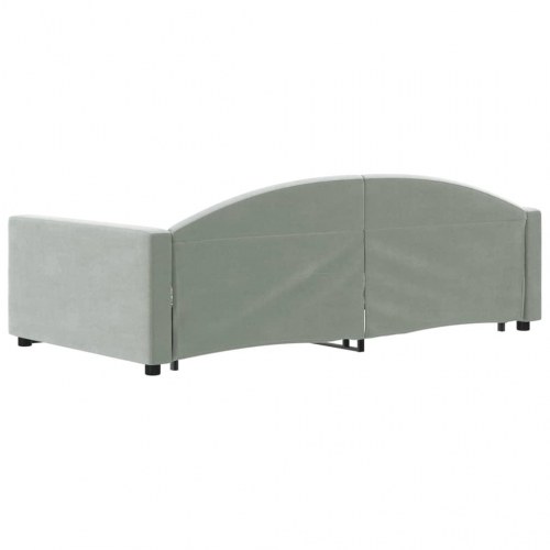 Daybed med udtræk 100 x 200 cm i velour - lysegrå