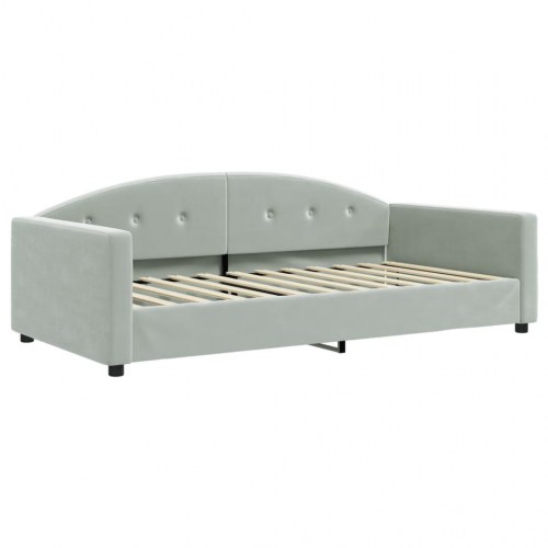 Daybed med udtræk 100 x 200 cm i velour - lysegrå