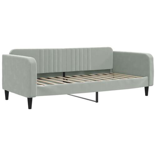 Daybed med udtræk og skuffer 100x200 cm velour lysegrå