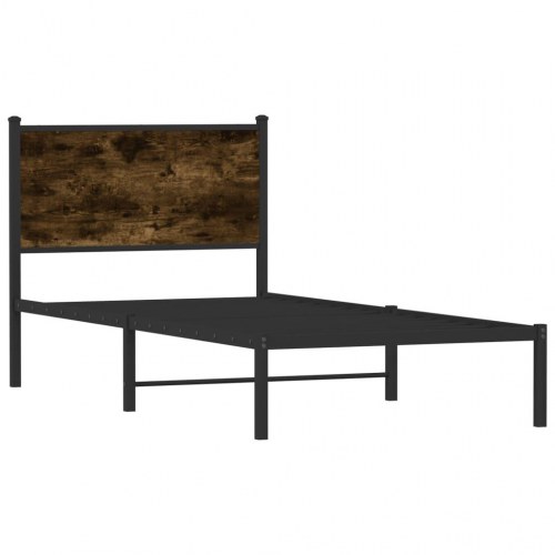 Sengeramme uden madras 80 x 200 cm i metal - røget egetræsfarve