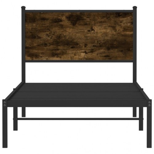 Sengeramme uden madras 80 x 200 cm i metal - røget egetræsfarve