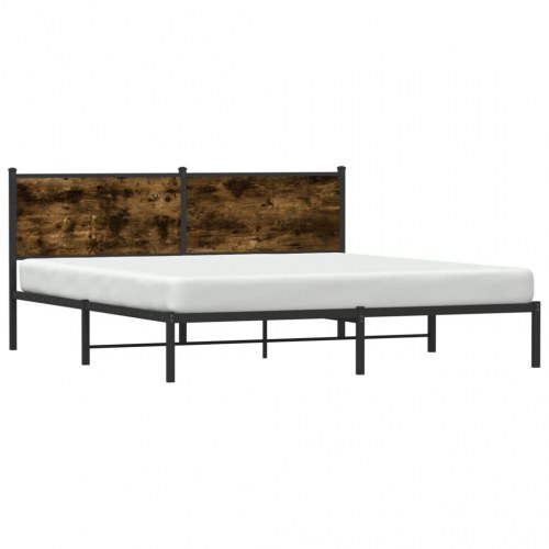 Sengeramme uden madras 183 x 213 cm i metal - røget egetræsfarve