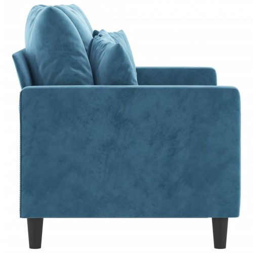 2-personers sofa i fløjl - blå