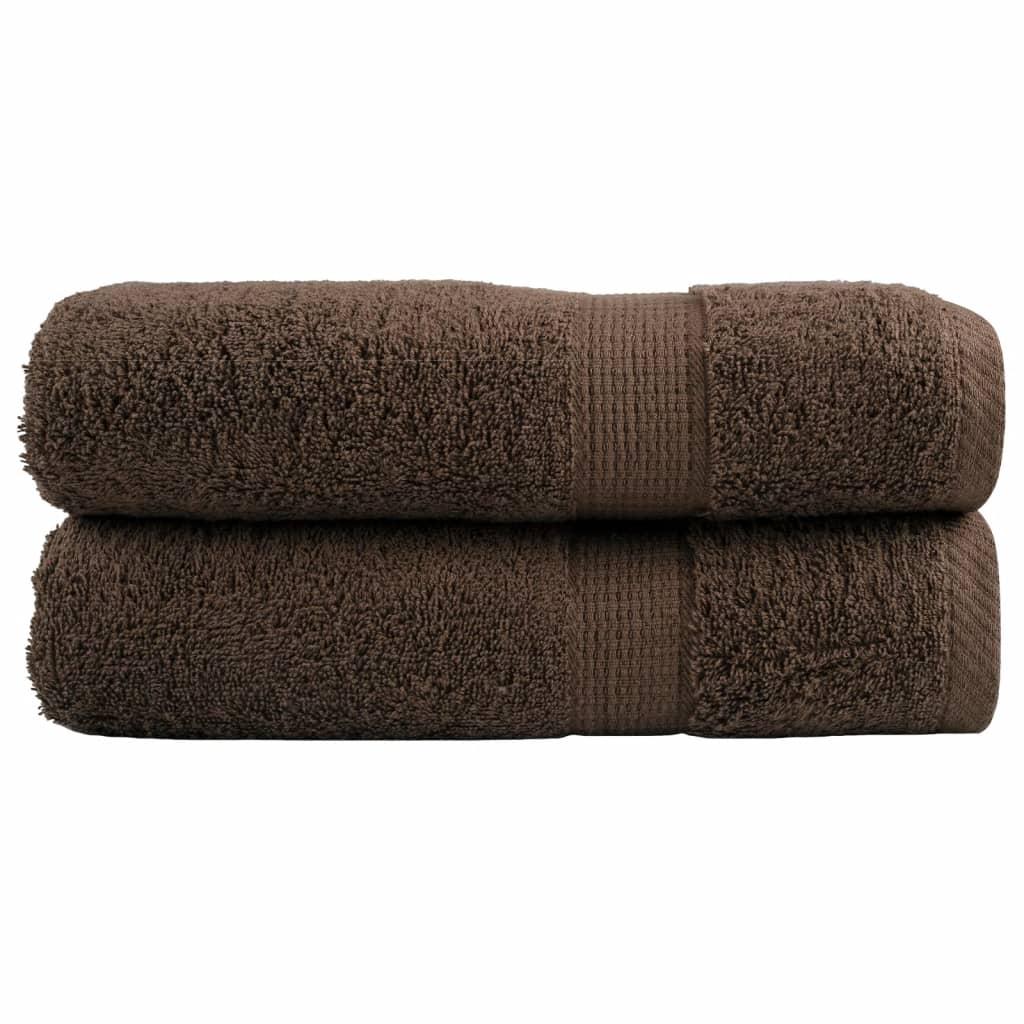 Håndklæder 2 stk. Premium 70x140 cm 100 % bomuld brun