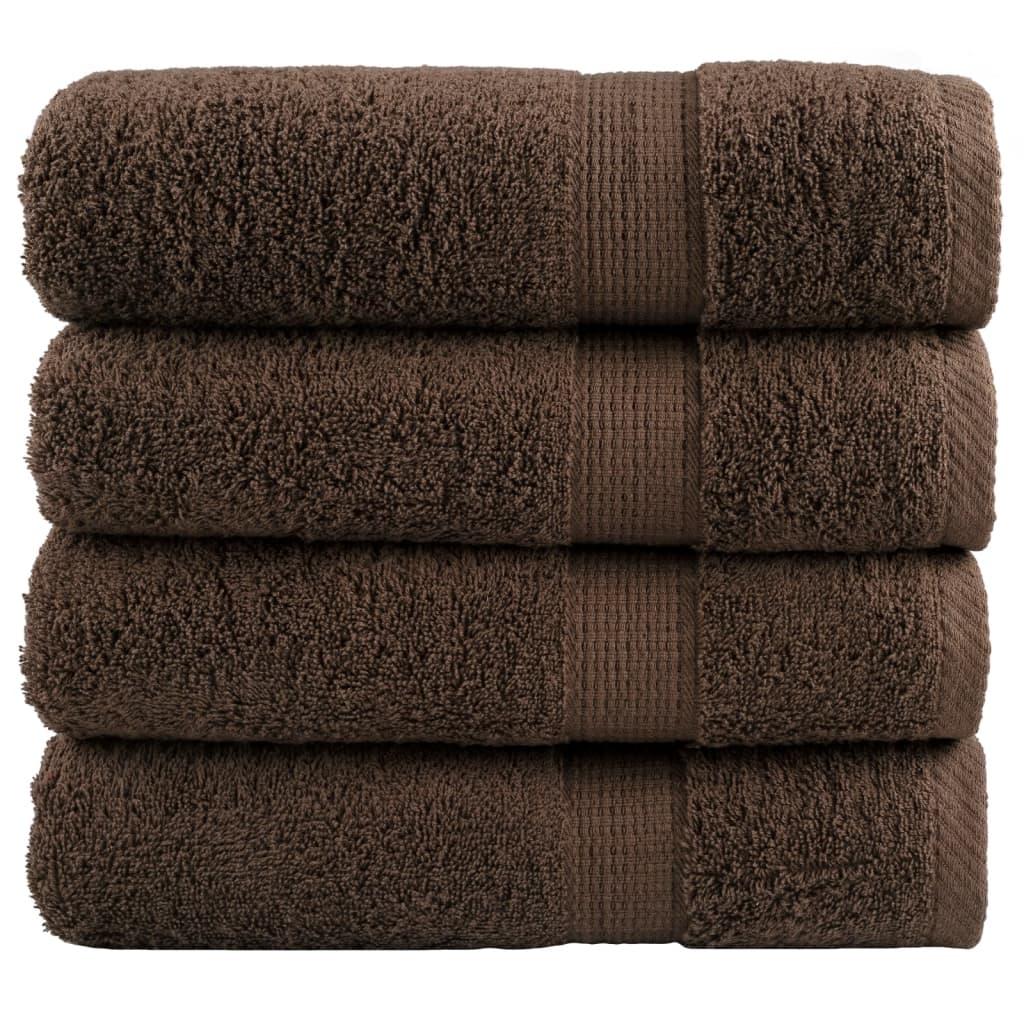 Håndklæder 4 stk. Premium 50x100 cm 100 % bomuld brun