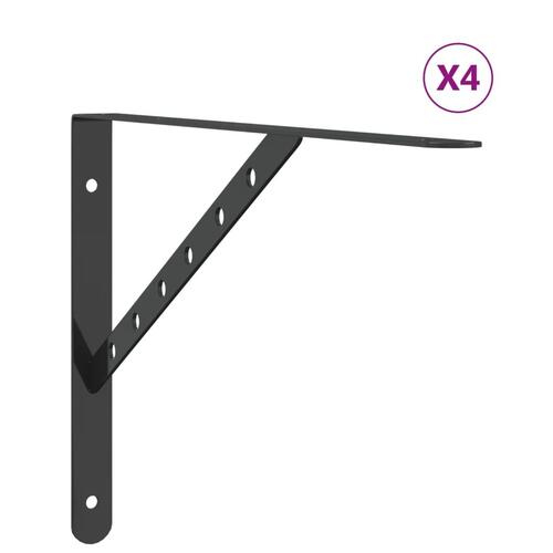 Hyldebeslag 4 stk. 40x2,5x25 cm rustfrit stål sort