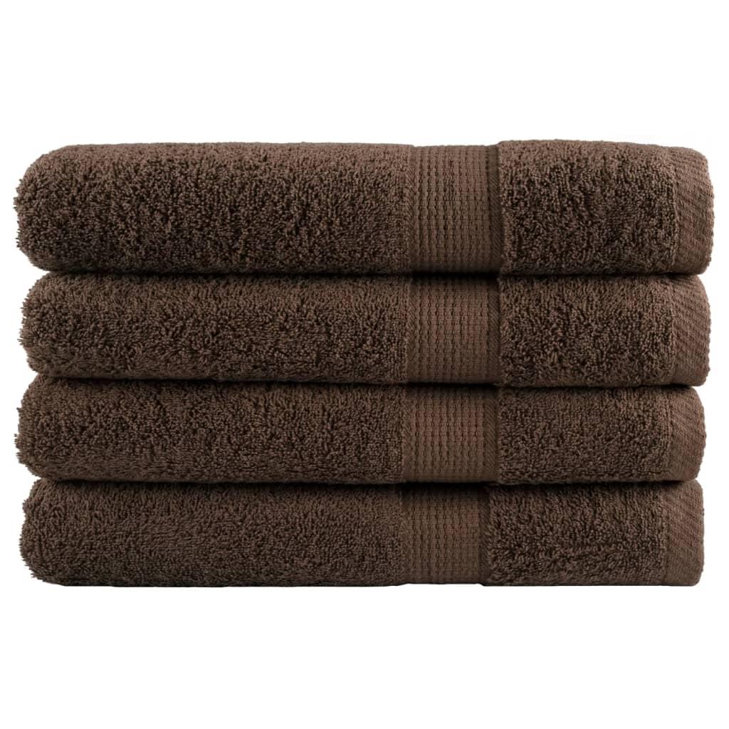 Premium saunahåndklæder SOLUND 4 stk. brun 80 x 200 cm 600 gsm