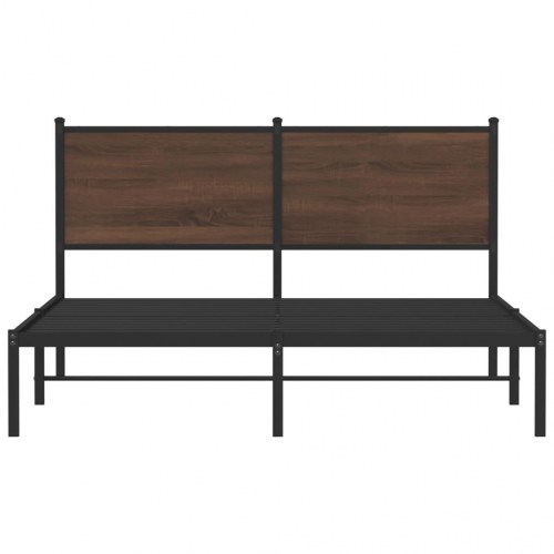 Sengeramme 140x190 cm uden madras metal brun egetræsfarve