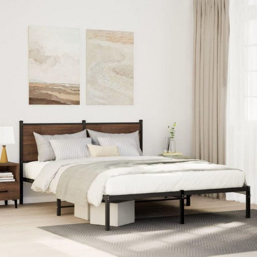 Sengeramme uden madras 150 x 200 cm - brun egetræ