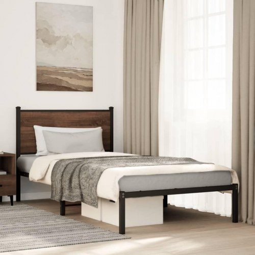 Sengeramme 100 x 190 cm uden madras - brun egetræsfarve