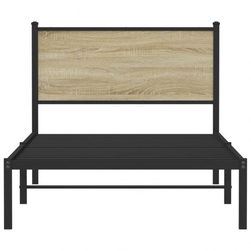 Sengeramme 100 x 190 cm i metal og sonoma-eg