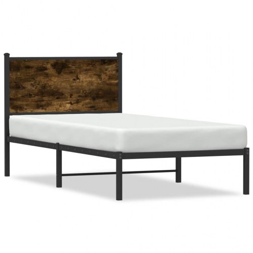 Sengeramme 90 x 200 cm i metal - røget egetræsfarve