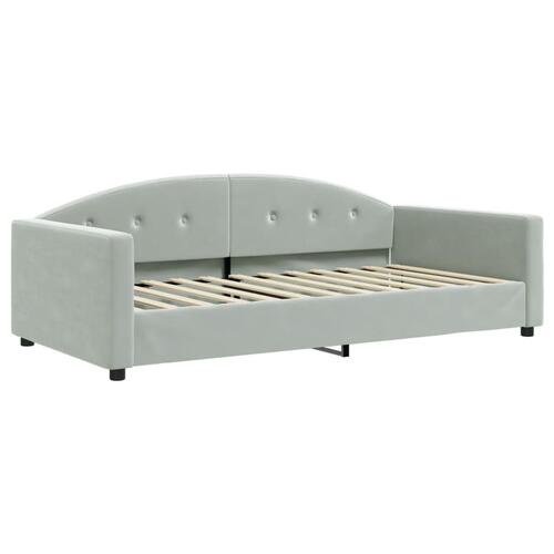Daybed med udtræk og madras 100x200 cm velour lysegrå