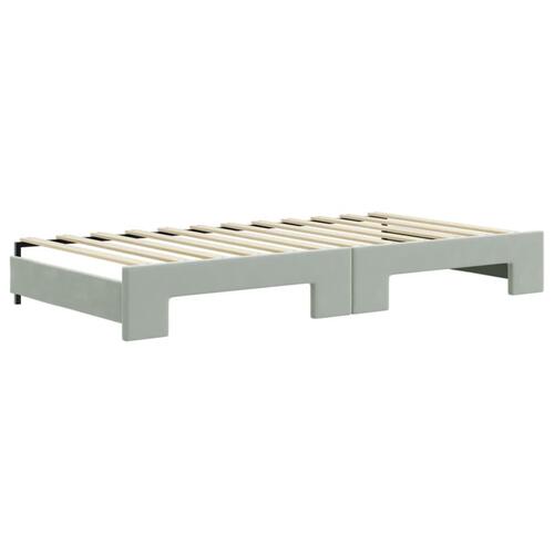 Daybed med udtræk og madras 100x200 cm velour lysegrå