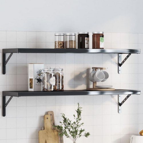 Hyldebeslag 4 stk. 30 x 2,5 x 15,5 cm i rustfrit stål - sort