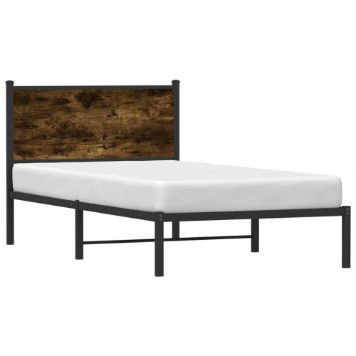 Sengeramme 100 x 190 cm i metal - røget egetræsfarve