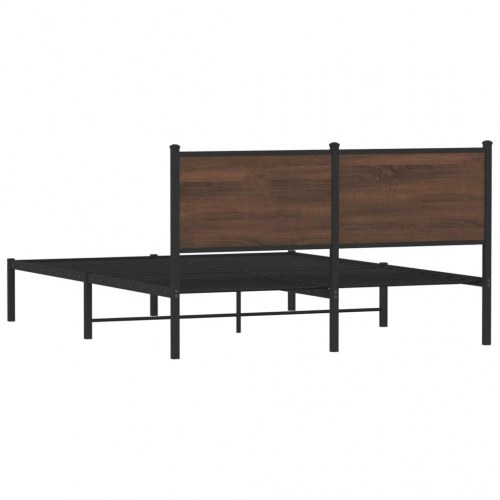 Sengeramme 140 x 200 cm i metal - brun egetræsfarve