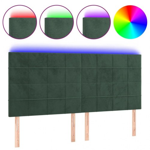 Sengegavl med LED-lys 180 x 5 x 118/128 cm - mørkegrøn