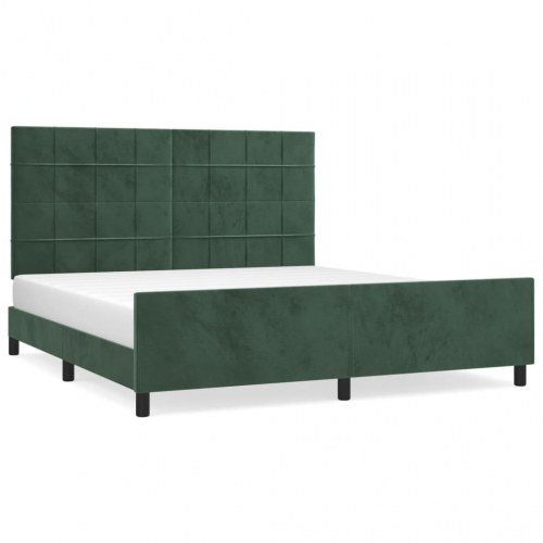 Sengeramme med sengegavl 180×200 cm i fløjl - mørkegrøn