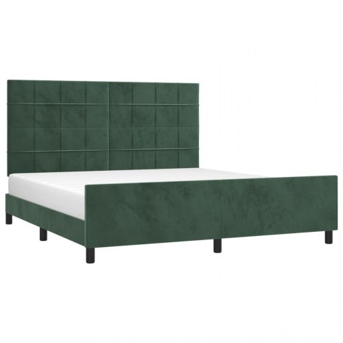 Sengeramme med sengegavl 180×200 cm i fløjl - mørkegrøn
