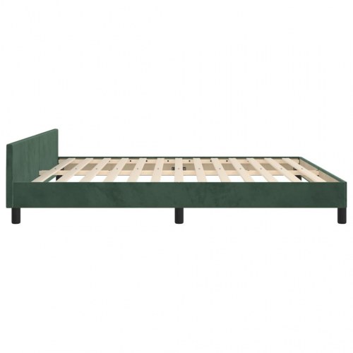 Sengeramme med sengegavl 180×200 cm i fløjl - mørkegrøn
