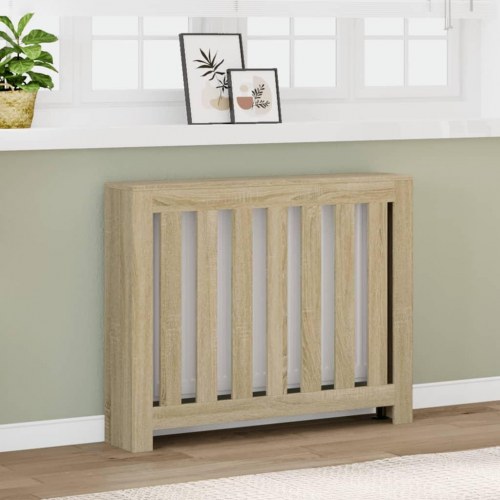 Radiatorskjuler 104×20×82 cm i sonoma-eg - lameldesign
